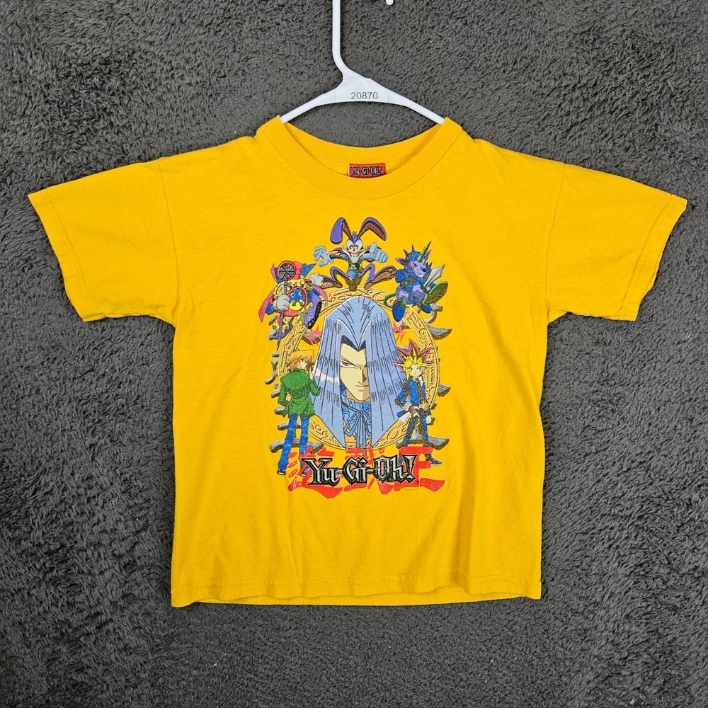 Yu-Gi-Oh! Vintage Kids Graphic T-Shirt Yellow Size Large 1996 Kazuki Takahashi